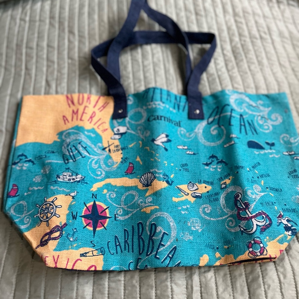 Colorful Caribbean Map Tote Bag